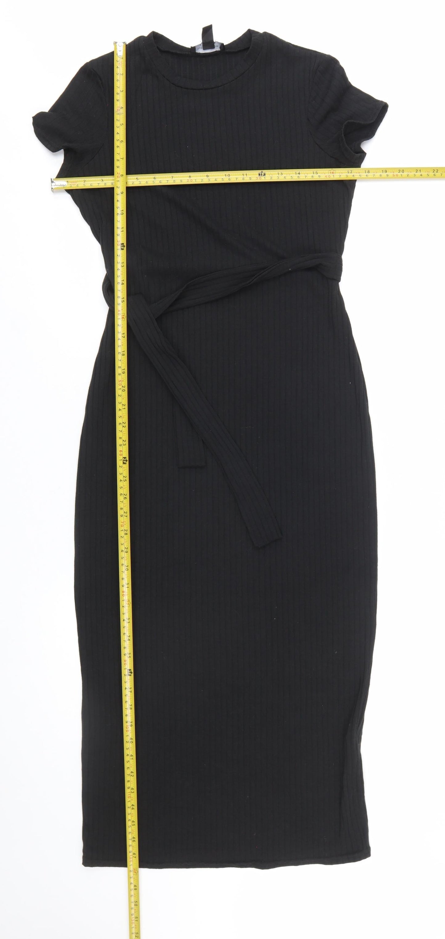 New Look Women’s Black Size 10 Bodycon Midi Belted Dress