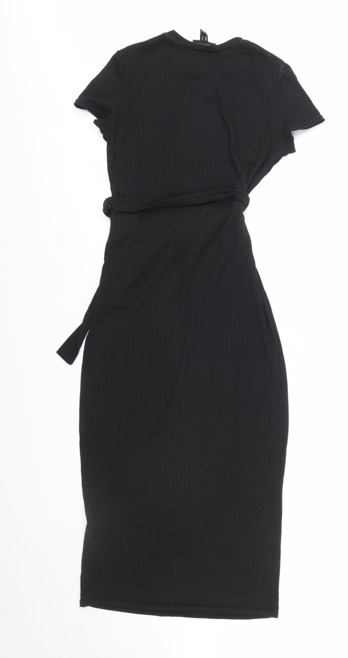 New Look Women’s Black Size 10 Bodycon Midi Belted Dress