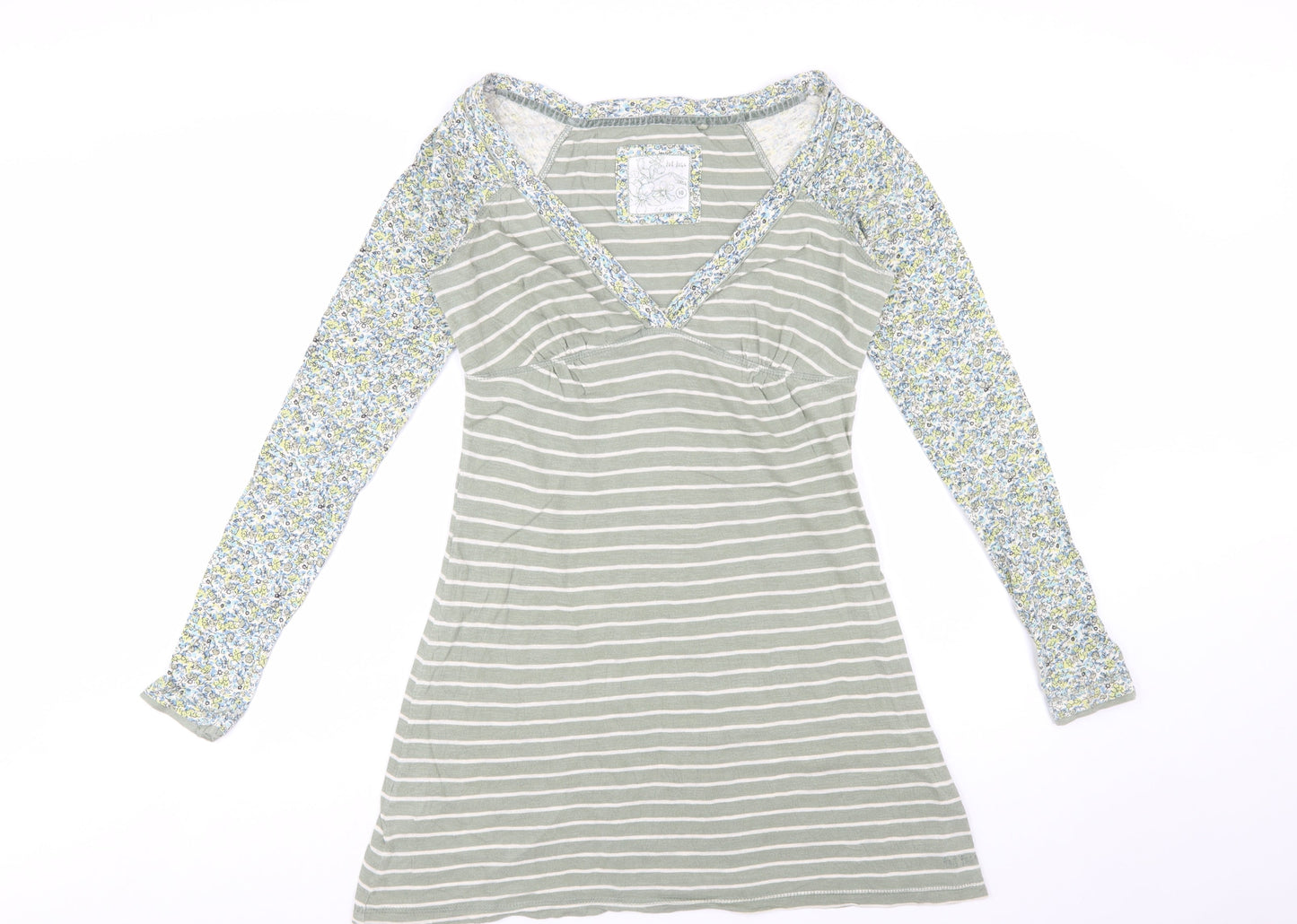 Fat Face Women’s Green Striped A-Line Jersey Dress Size 10