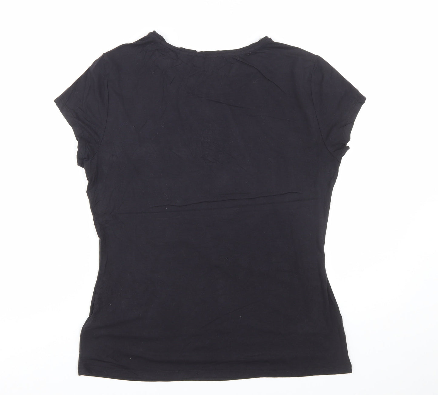 Ted Baker Women's Black Beaded Crew Neck Short Sleeve Top Size 14