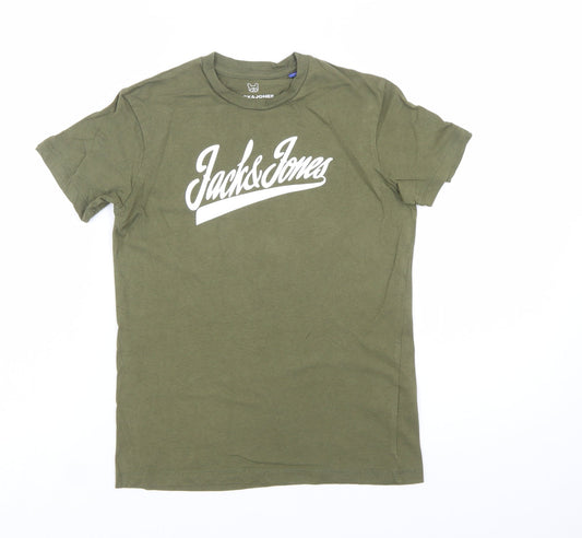 Jack & Jones Boys Green Logo Cotton Regular Fit T-Shirt 12 Years