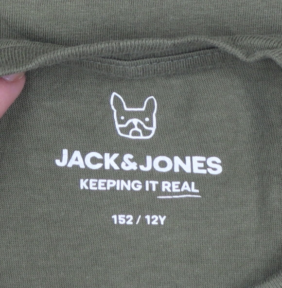 Jack & Jones Boys Green Logo Cotton Regular Fit T-Shirt 12 Years