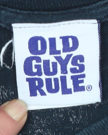 Old Guys Rule Men's Black Medium Graphic Print Cotton T-Shirt