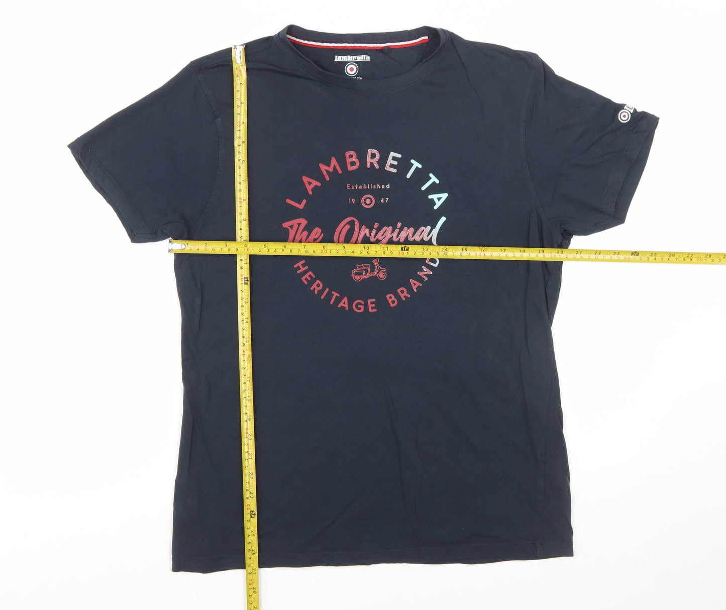 Lambretta Men's Navy Heritage Graphic T-Shirt Large Cotton Crew Neck