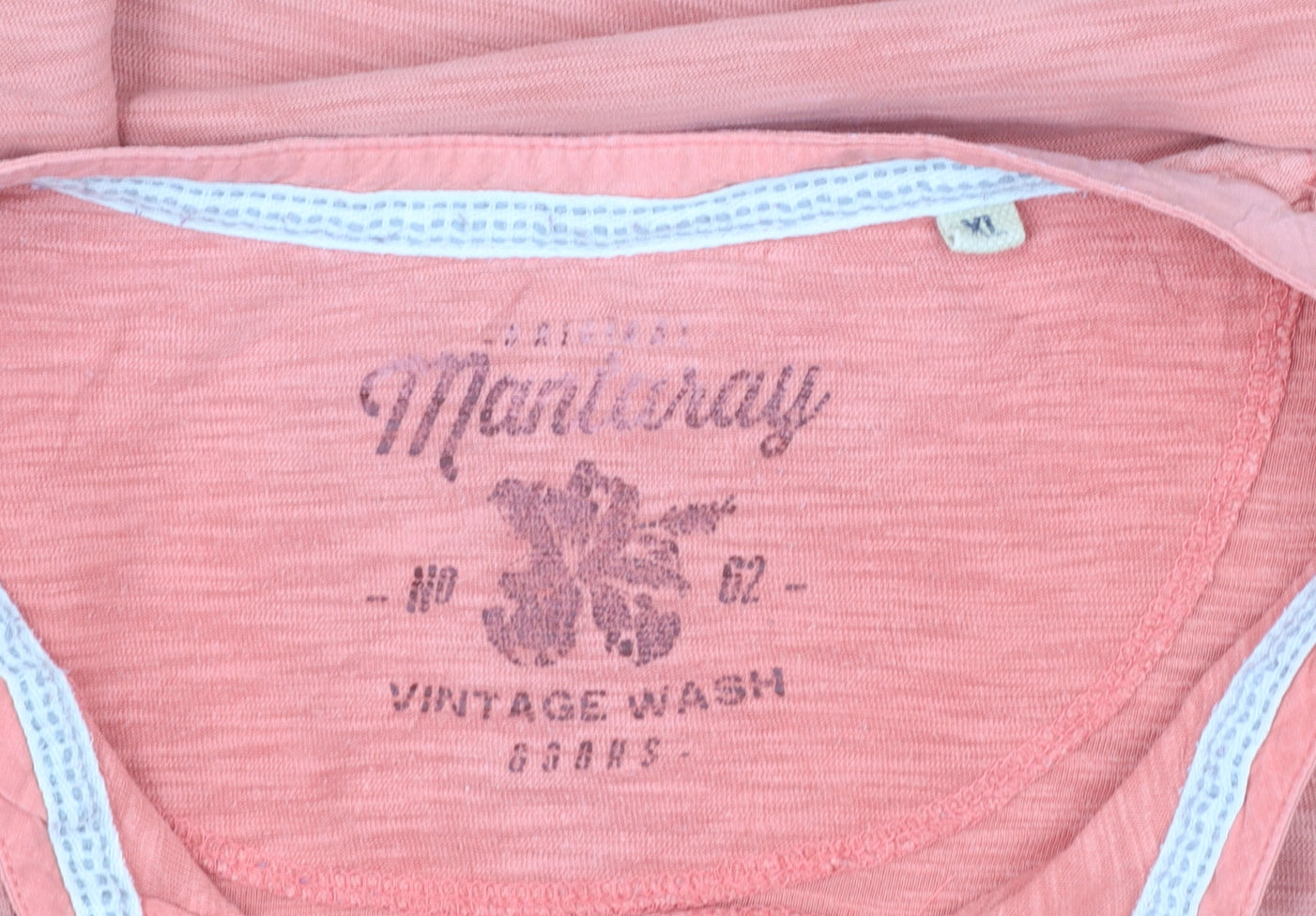 Mantaray Men's Pink XL Vintage Wash Henley Short Sleeve T-Shirt