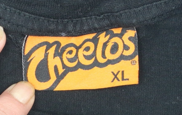 Cheetos Men's Black XL Graphic Short Sleeve T-Shirt Funny 'Cheesy' Slogan
