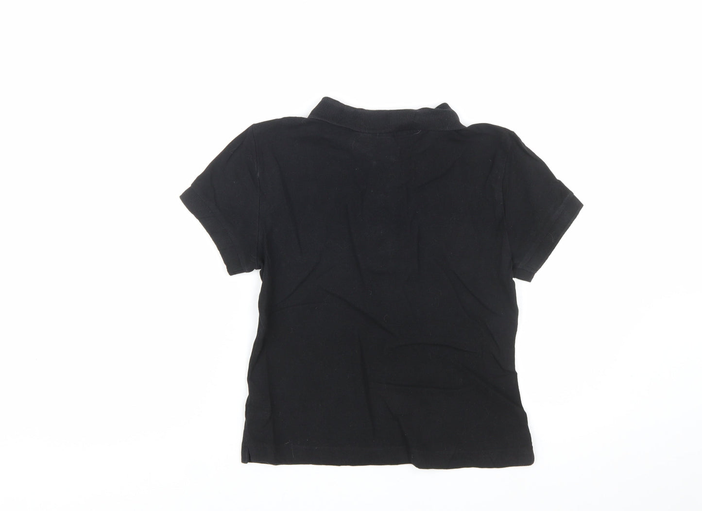 Weekday Women's Black Cotton Polo Shirt Size S Short Sleeve