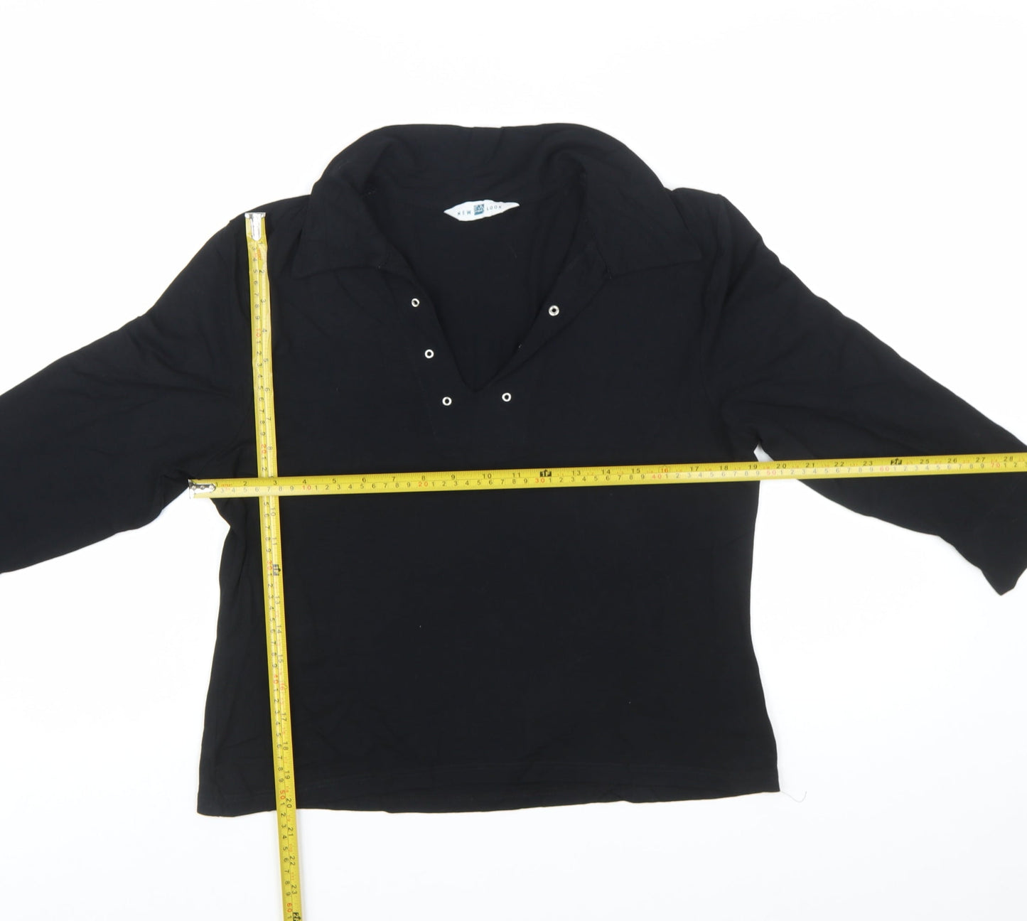 New Look Women's Black Size 18 V-Neck 3/4 Sleeve Jersey Blouse