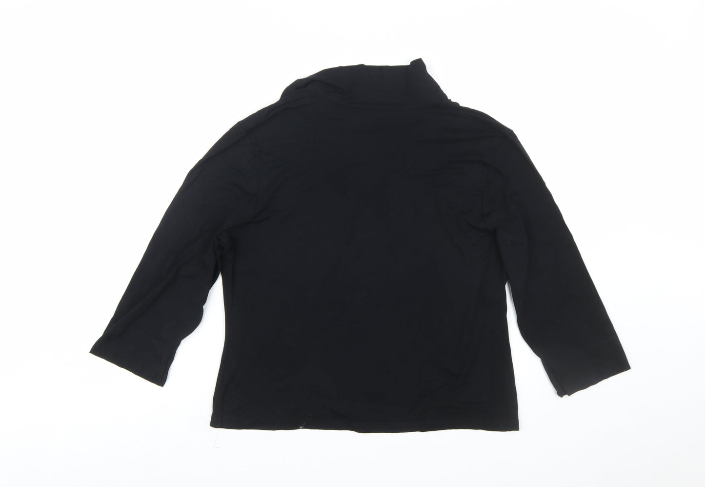 New Look Women's Black Size 18 V-Neck 3/4 Sleeve Jersey Blouse