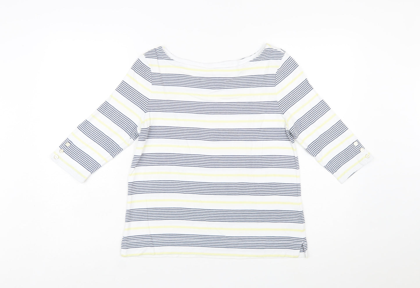 Tabitha Webb Women’s Multicoloured Striped 3/4 Sleeve Boat Neck T-Shirt Size L