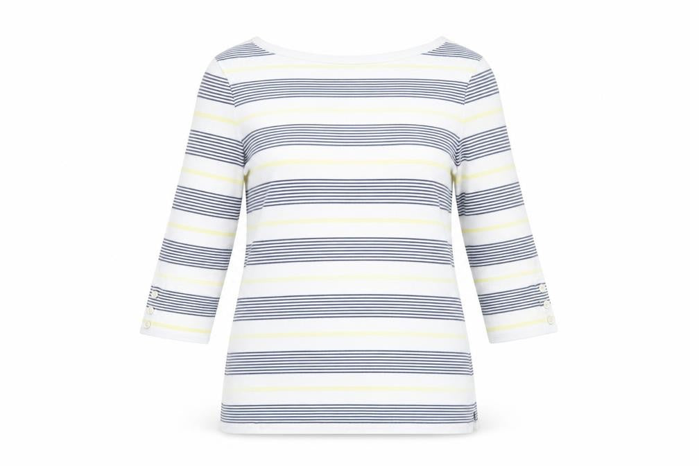 Tabitha Webb Women’s Multicoloured Striped 3/4 Sleeve Boat Neck T-Shirt Size L