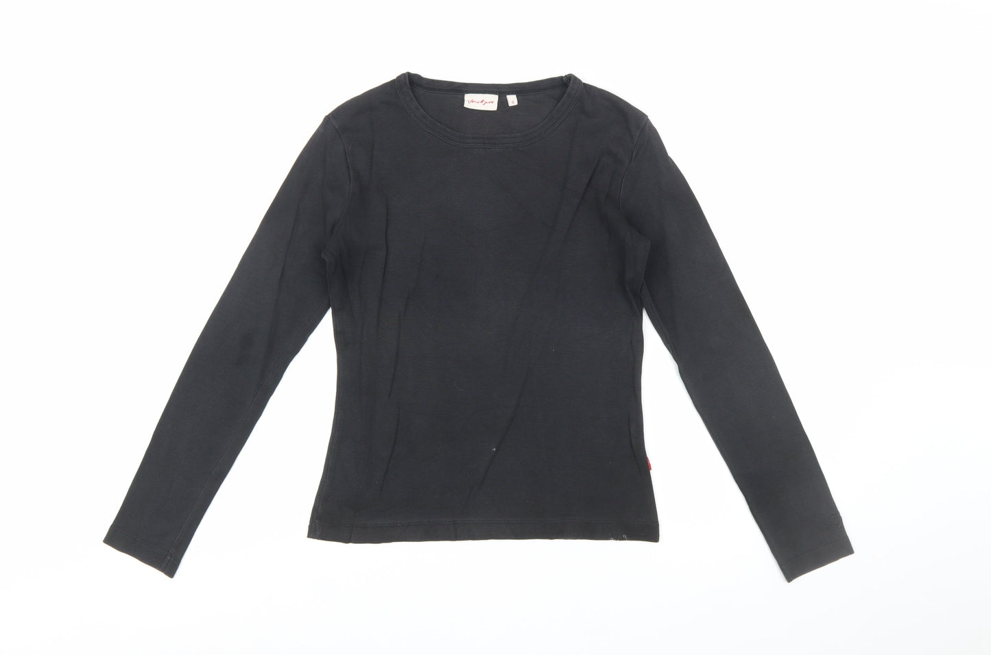 Von Dutch Women's Black Long Sleeve Slim Fit Cotton T-Shirt Size S