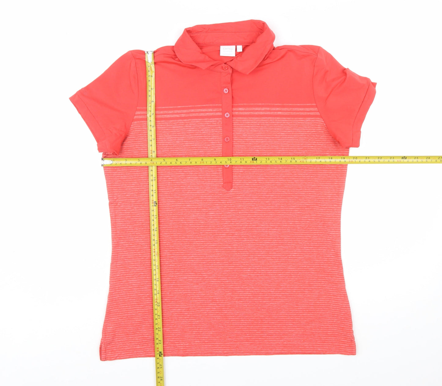 Ping Womens Red Polo Shirt UK 12 Short Sleeve Moisture Wicking Top