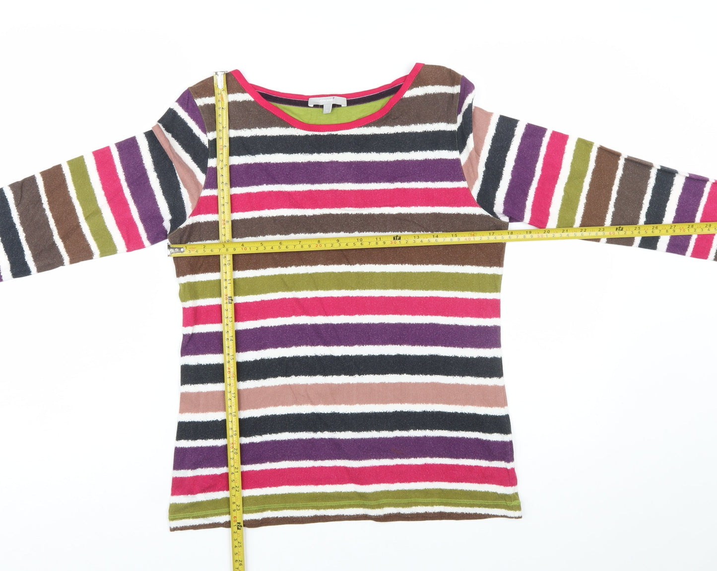 Marks and Spencer Per Una Women's Multicoloured Striped Long Sleeve T-Shirt Size 12