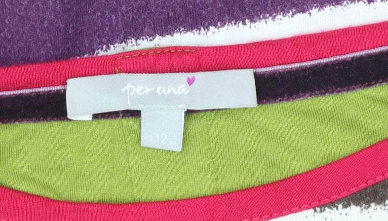 Marks and Spencer Per Una Women's Multicoloured Striped Long Sleeve T-Shirt Size 12