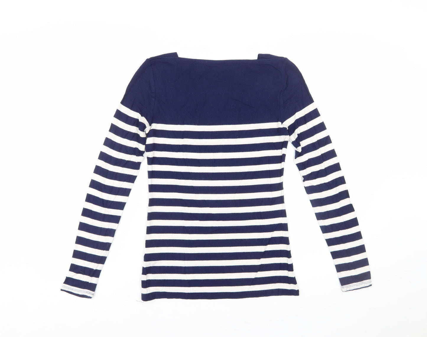 Oasis Women’s Blue White Striped Boat Neck Long Sleeve T-Shirt XS
