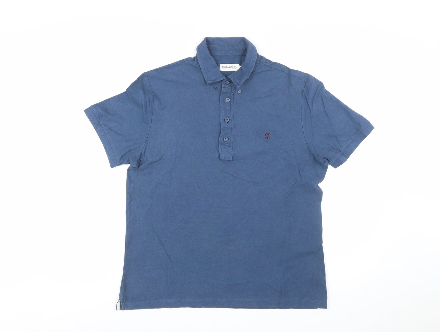 Farah 1920 Men's Blue Cotton Polo Shirt M Regular Fit
