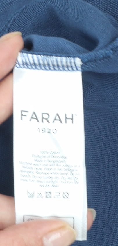 Farah 1920 Men's Blue Cotton Polo Shirt M Regular Fit