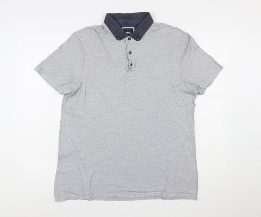 Burton Menswear London Grey Button-Down Collar Polo Shirt L