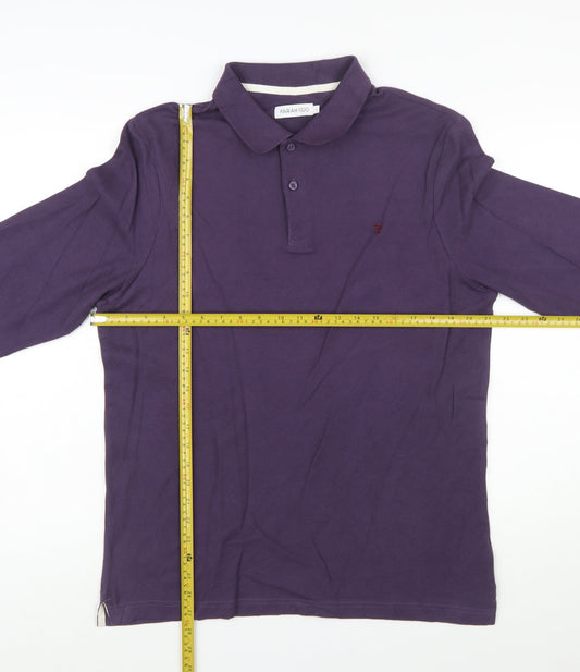 Farah 1920 Men's Purple Long Sleeve Cotton Polo Shirt L