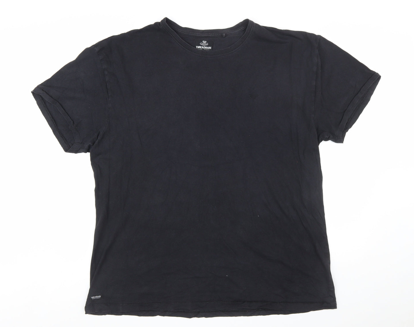 Threadbare Men's Black XL Cotton Crew Neck Short Sleeve T-Shirt