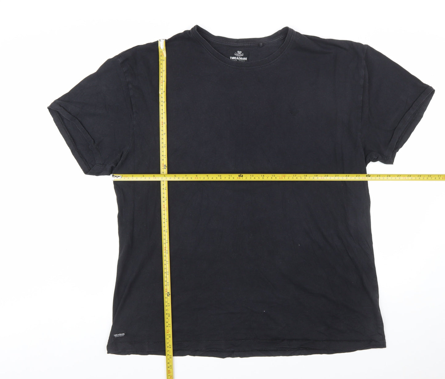 Threadbare Men's Black XL Cotton Crew Neck Short Sleeve T-Shirt