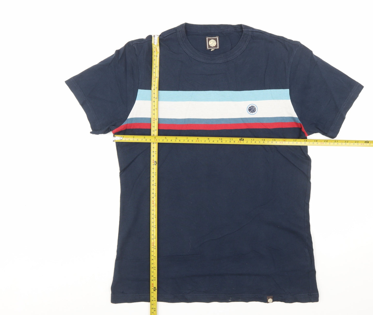 Pretty Green Men's Blue Colourblock Cotton T-Shirt Size S