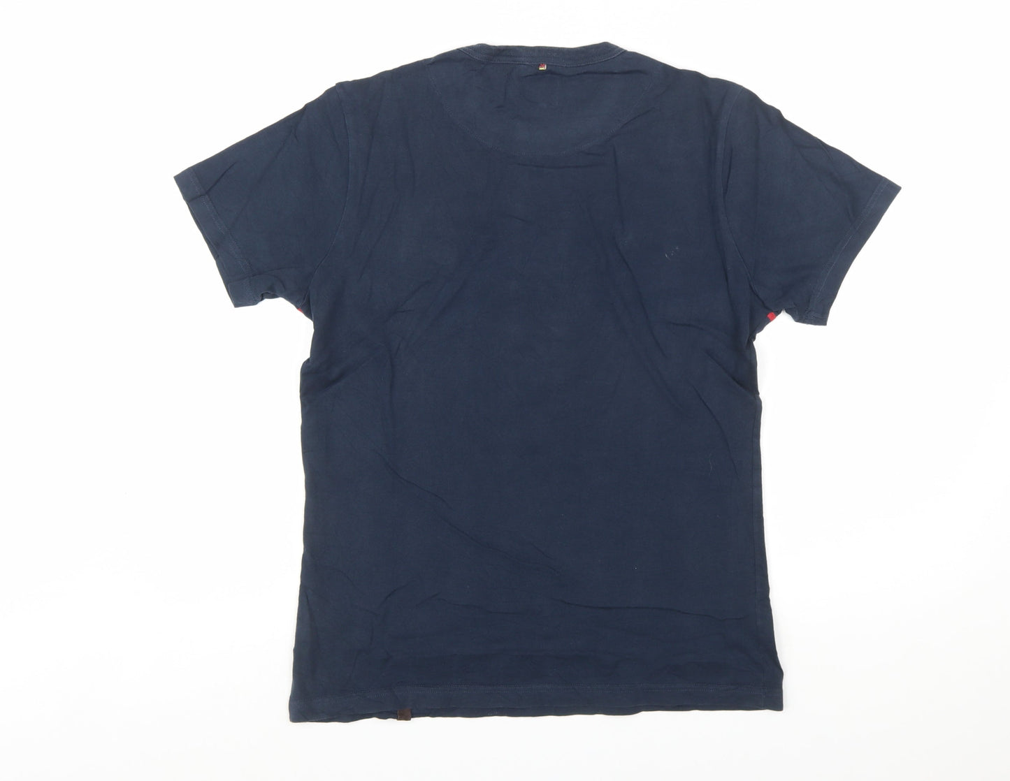 Pretty Green Men's Blue Colourblock Cotton T-Shirt Size S