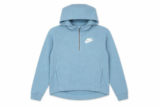 Nike Women's Blue 1/4 Zip Hoodie XS - Cotton Blend Activewear