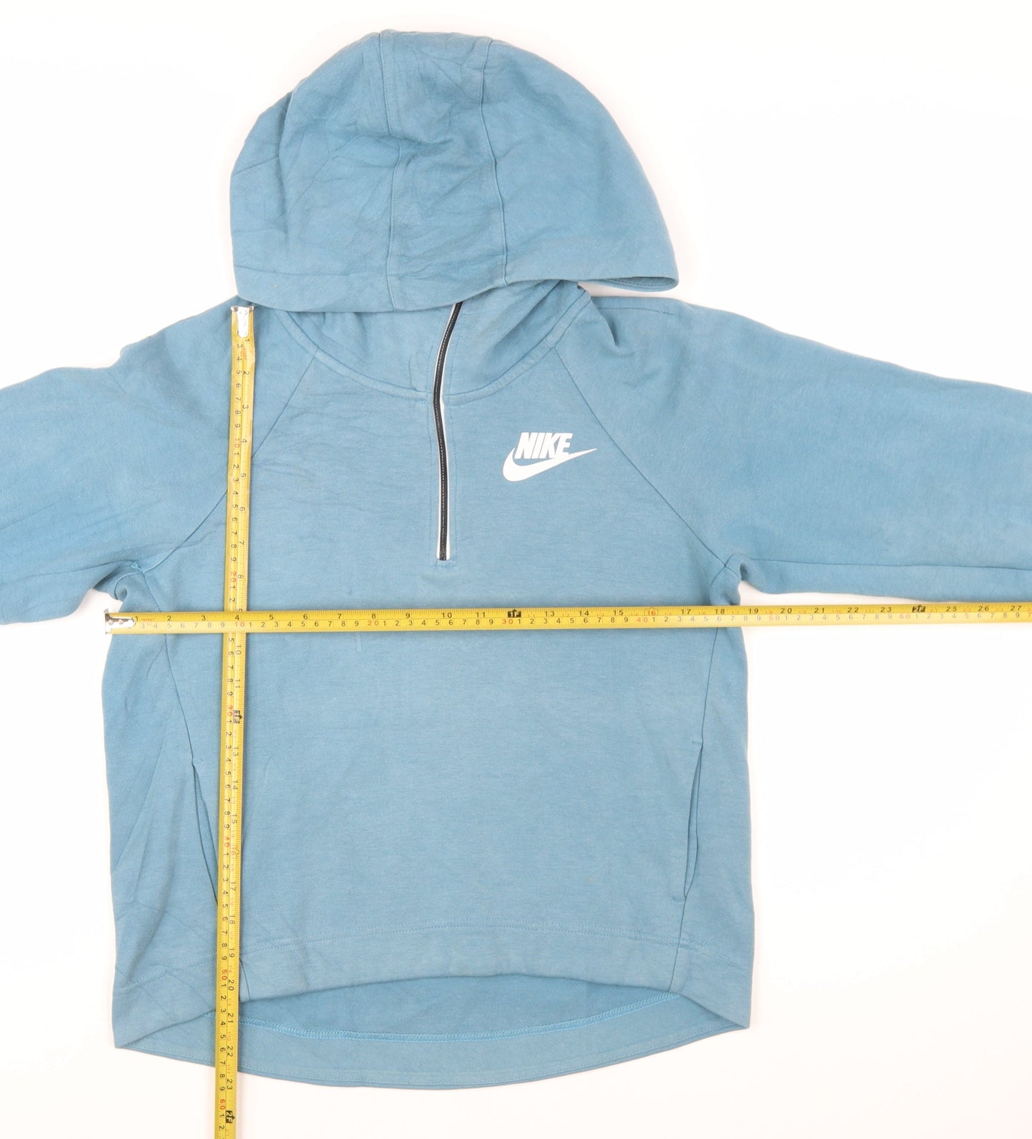 Nike Women's Blue 1/4 Zip Hoodie XS - Cotton Blend Activewear