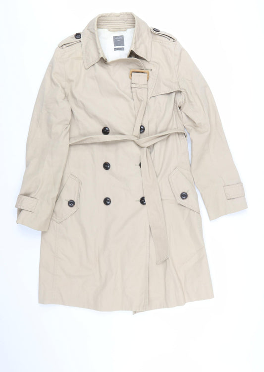 Gap Women’s Beige Cotton Trench Coat Belted Long Size S