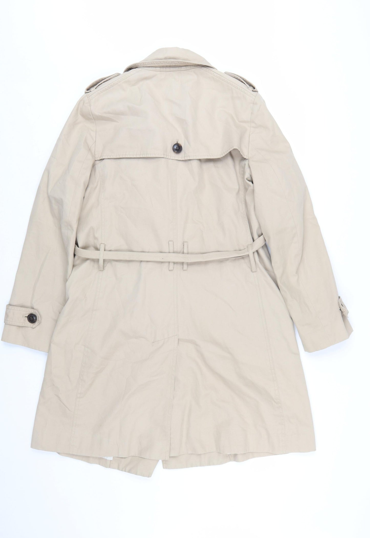 Gap Women’s Beige Cotton Trench Coat Belted Long Size S