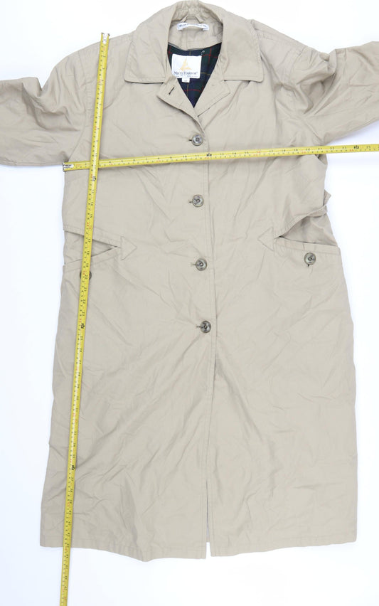 Misty Harbor Women Beige Long Trench Coat Size 10 Classic Belted