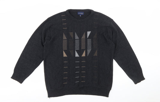 Winterbeck by Peter Gribby Mens Black Geometric Wool Blend Pullover XL