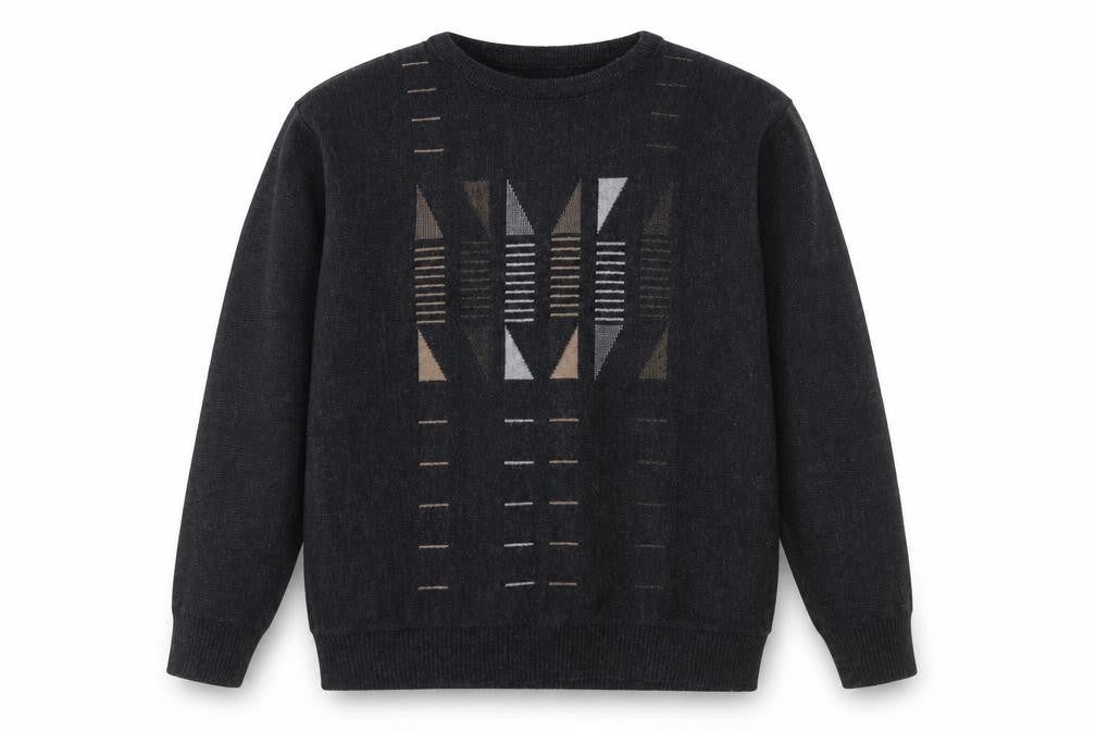 Winterbeck by Peter Gribby Mens Black Geometric Wool Blend Pullover XL
