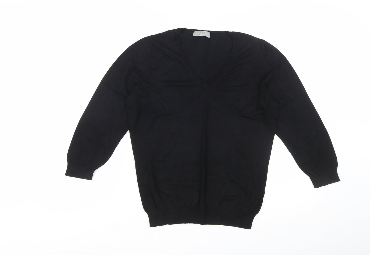 Marks and Spencer Women’s Black V-Neck Knit Jumper Size 14