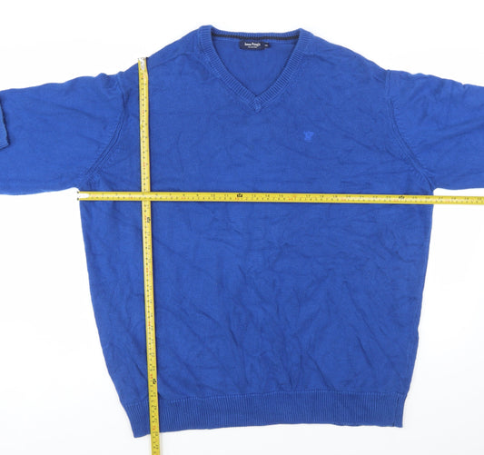 James Pringle Men's Blue 2XL Cotton V-Neck Pullover Jumper