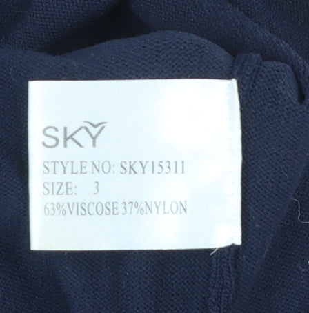 Sky Designs Women’s Navy Polka Dot Trim Cardigan Size 12 Wrap Style