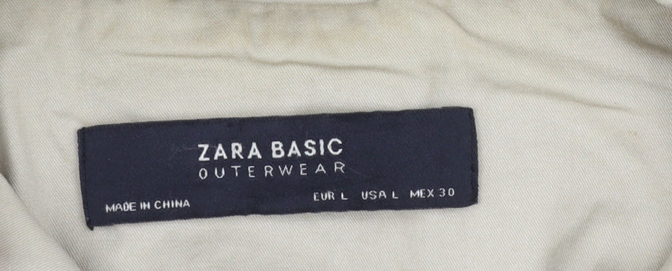 Zara Women Beige Cotton Belted Trench Coat Size 14