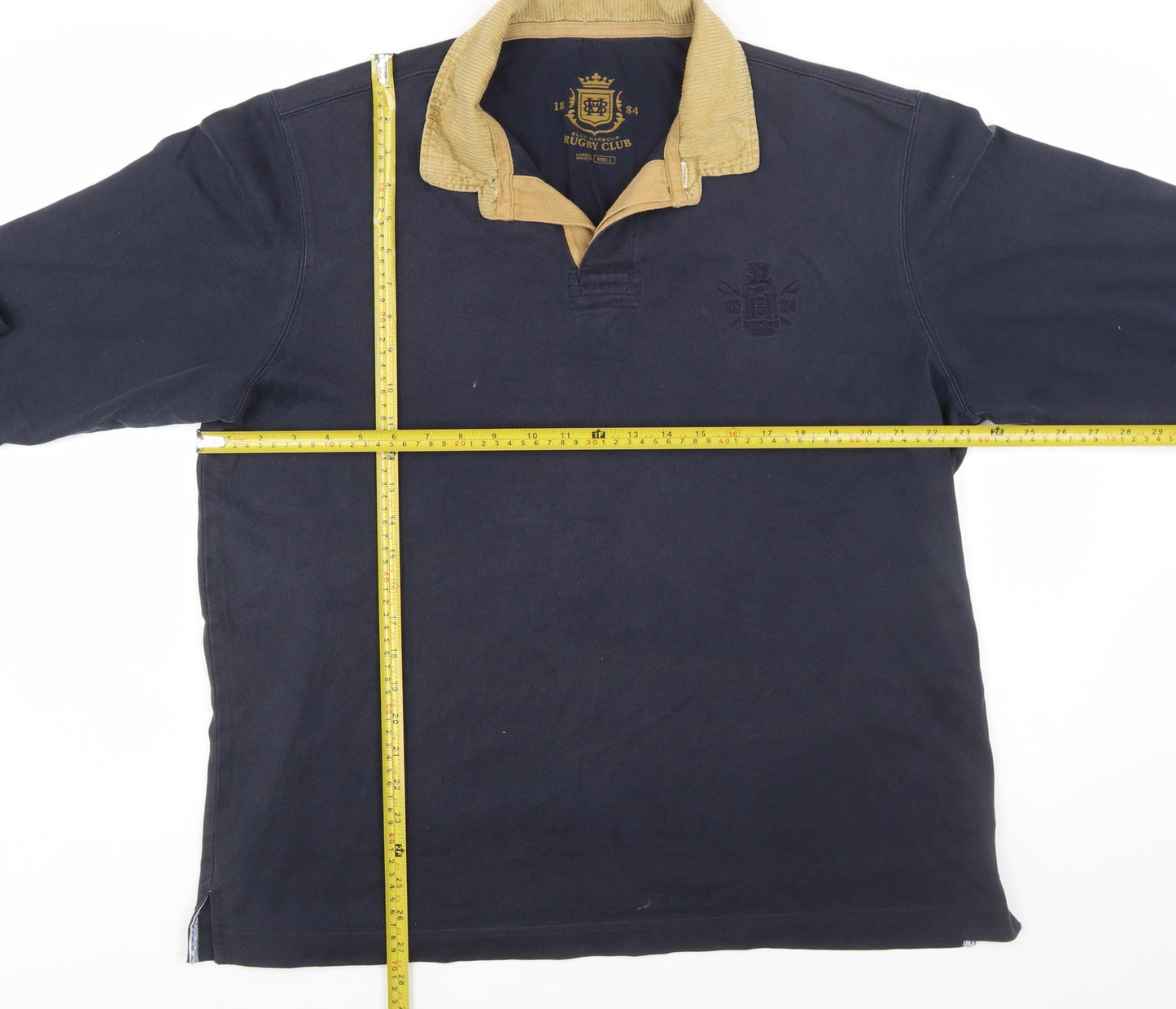 Marks and Spencer Mens Navy Long Sleeve Rugby Polo Shirt Large