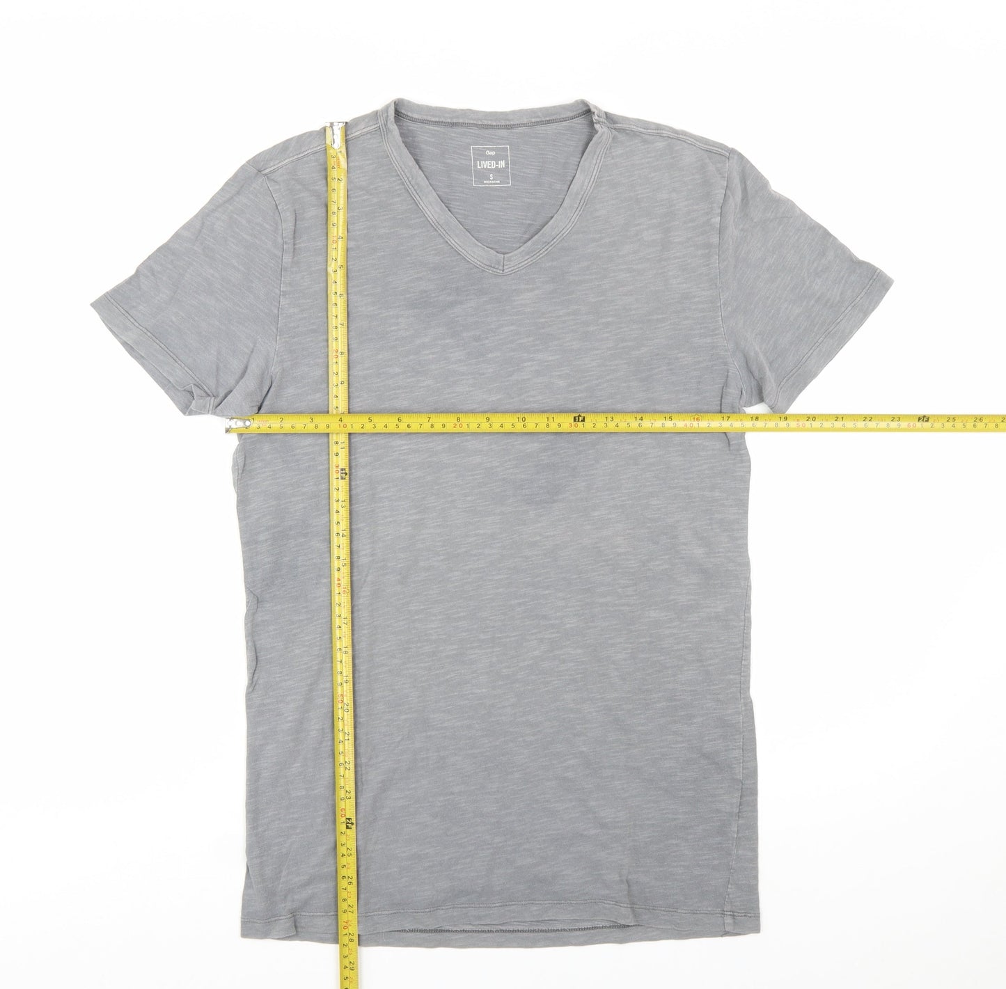 Gap Men's Grey V-Neck Lightweight Cotton T-Shirt Size S
