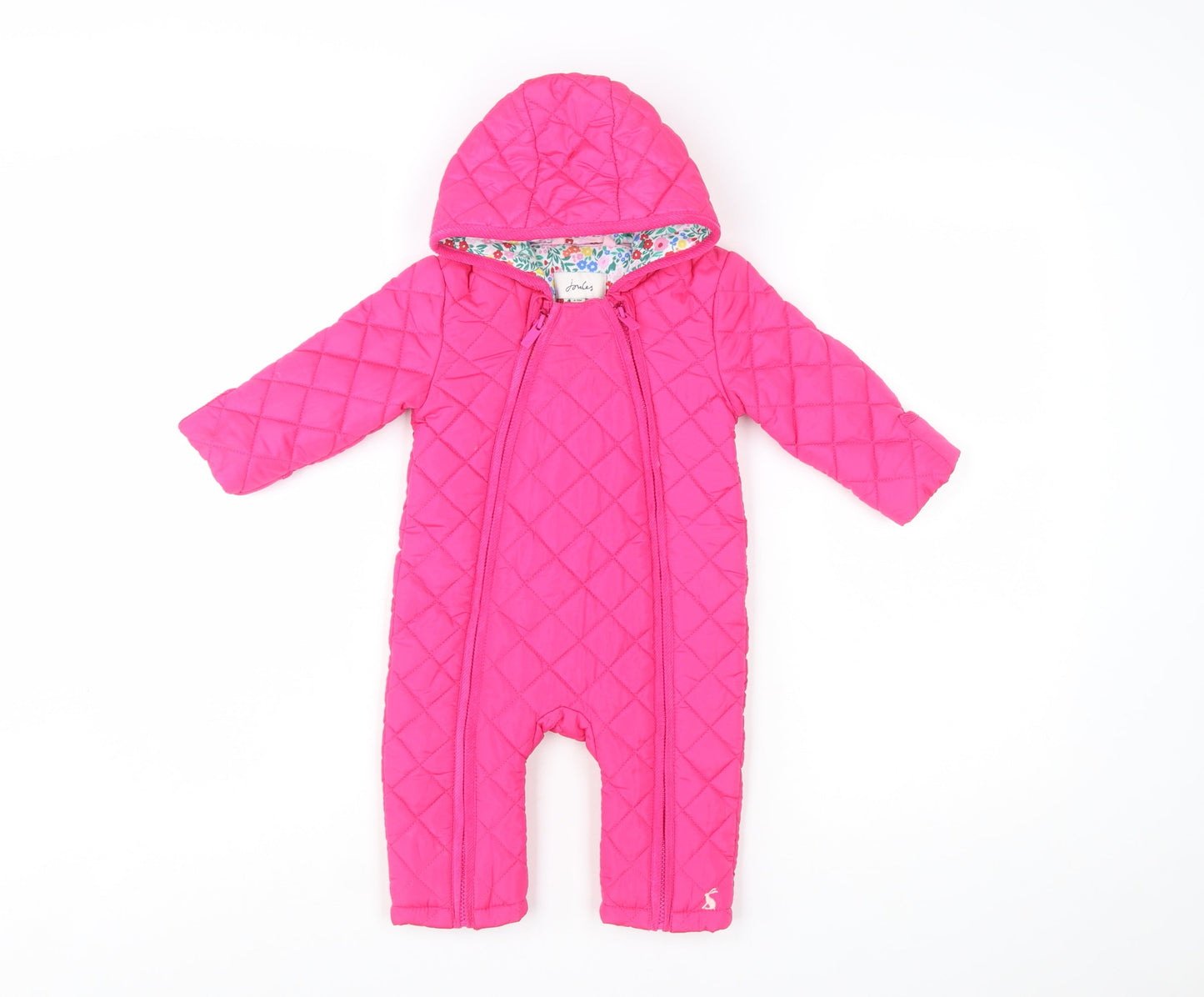 Joules Pink Quilted Hooded Baby Snowsuit 6-9 Months Unisex Thermal Lined