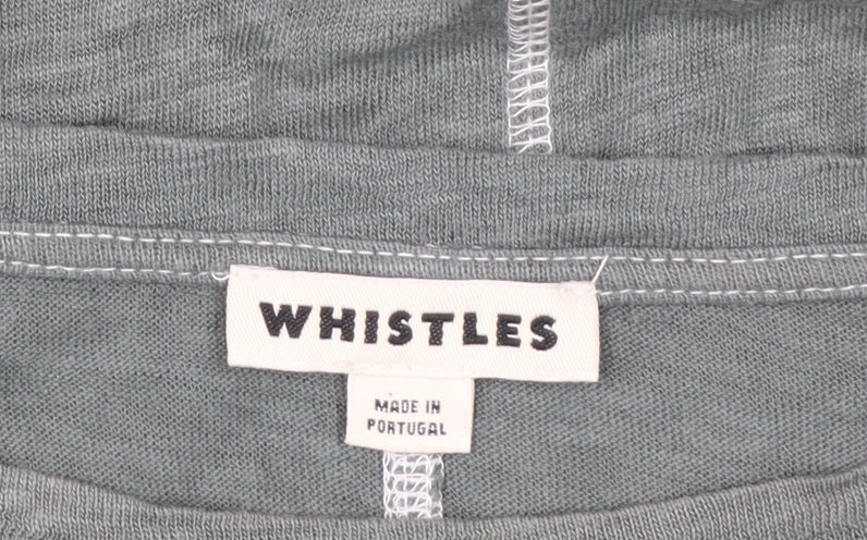 Whistles Women Green Linen Long Sleeve Basic T-Shirt M
