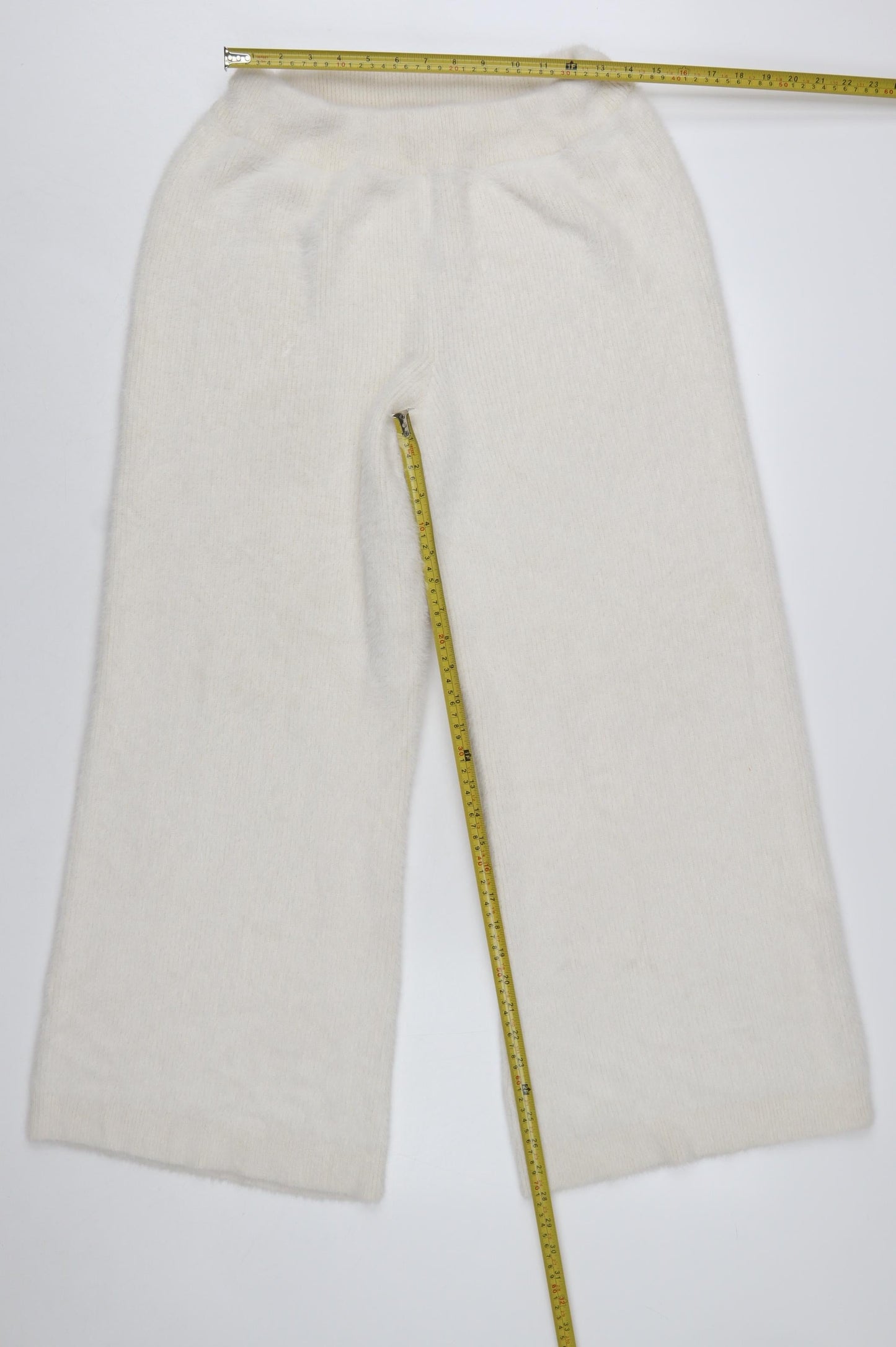 In The Style Women's Ivory Knit Wide-Leg Trousers Size 14-16
