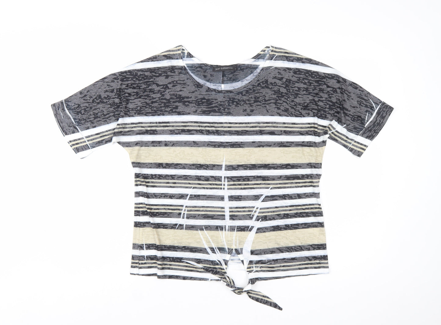 Just Elegance Women’s Multicoloured Striped Tie Hem T-Shirt Size S