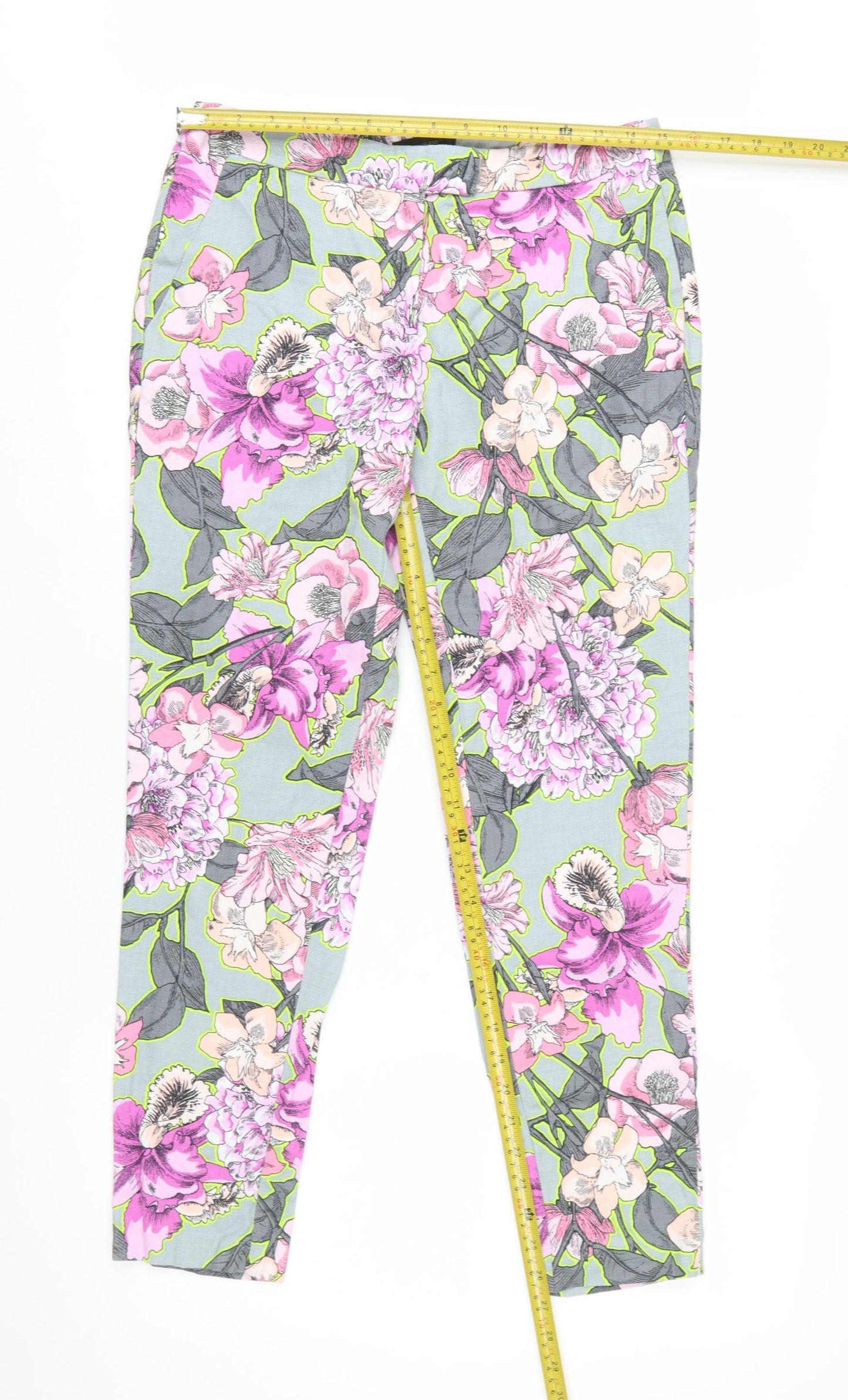 River Island Womens Multicoloured Floral Cropped Slim Fit Trousers Size 10