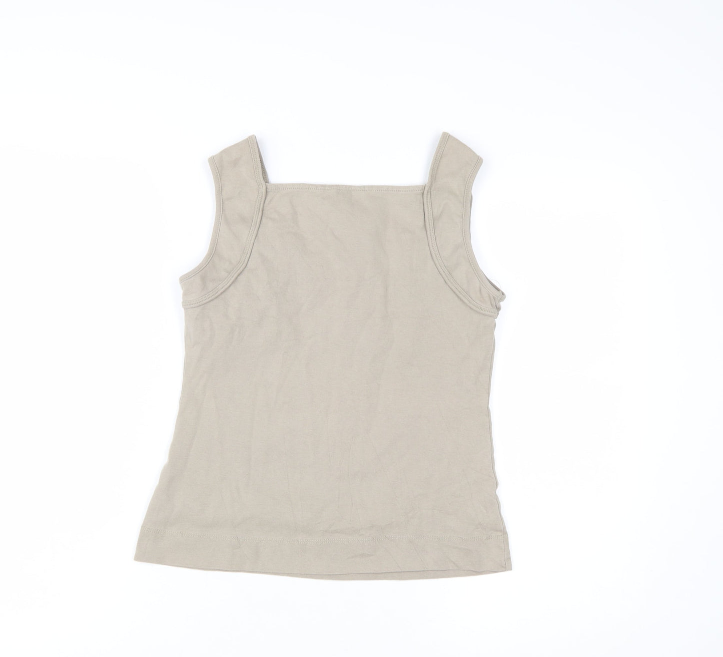 Monsoon Beige Cotton Women's Tank Top M Square Neck