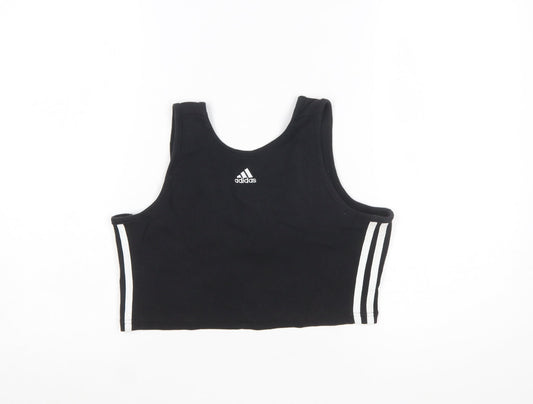 Adidas Women Black L Cropped Tank Top Athletic Activewear