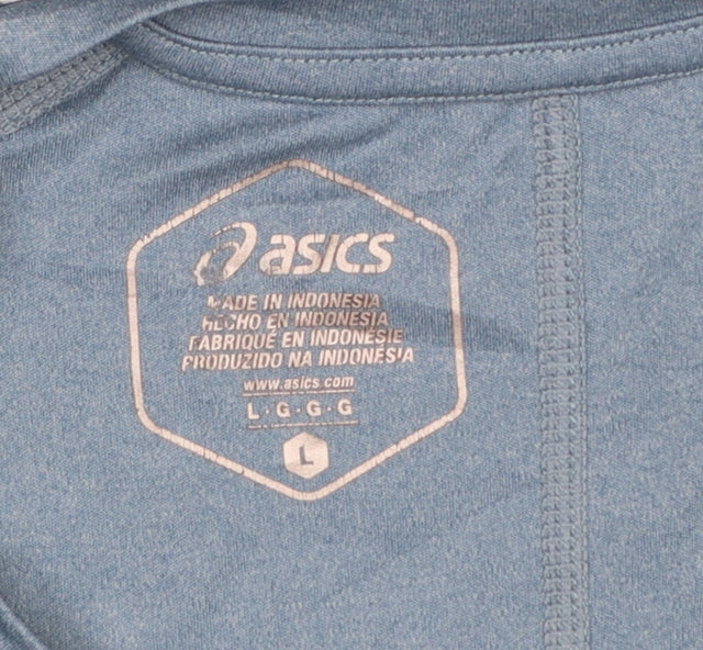 Asics Women Blue Athletic Short Sleeve Running T-Shirt Size L