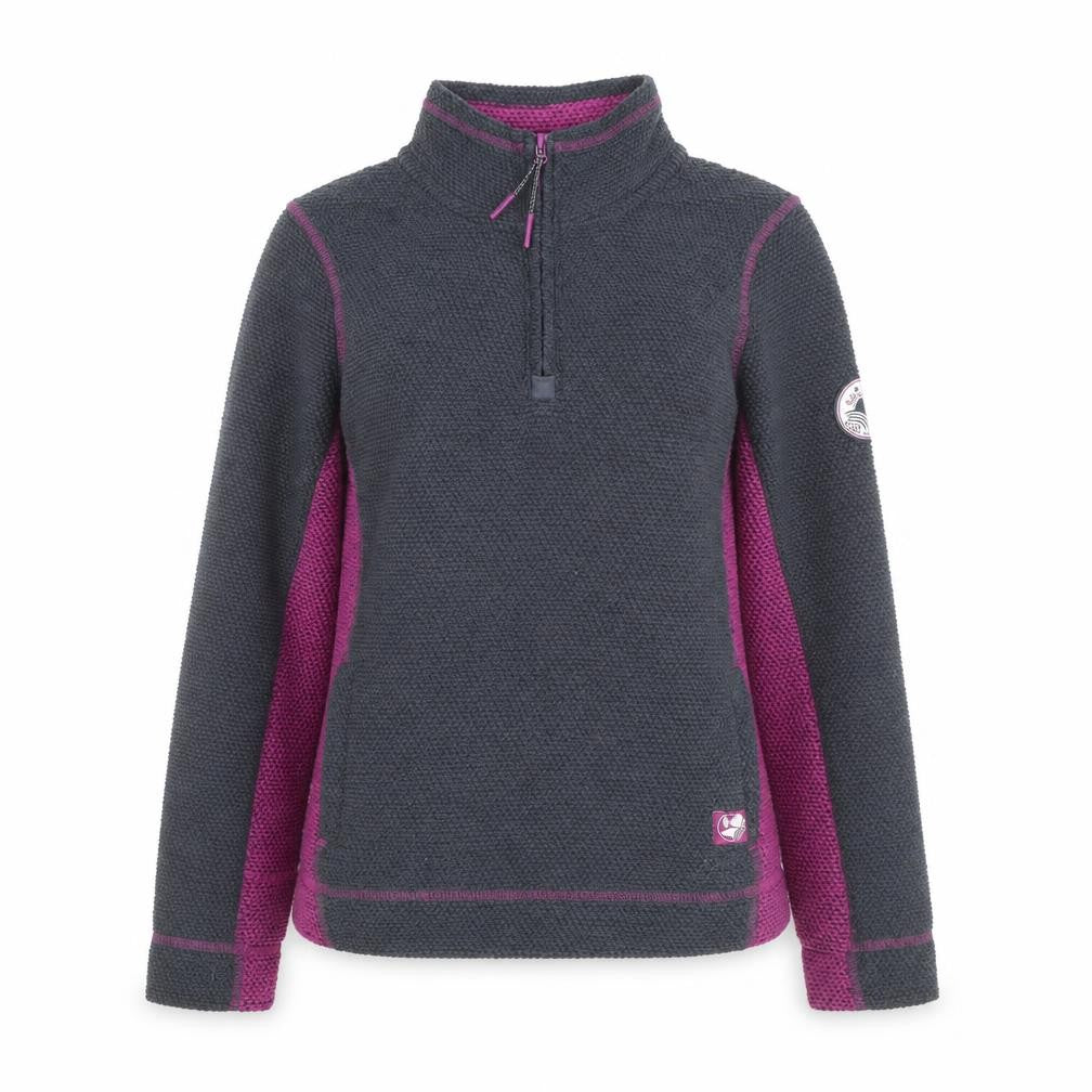 Weird Fish Women's Grey & Purple 1/4 Zip Pullover Sweatshirt Size 10